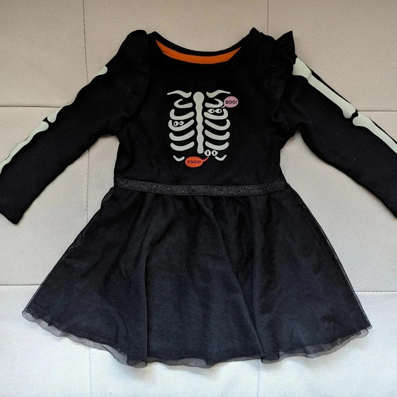 Cat & Jack Toddler Girls Boo Halloween Glow Skeleton Spooky Dress Costume 18m - Picture 1 of 1
